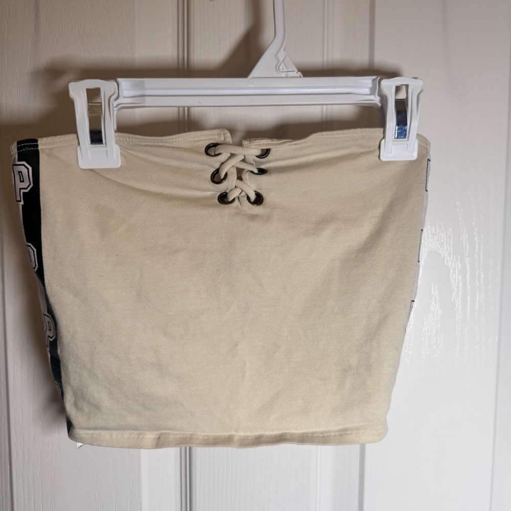 Cream Lace-Up Tube Top